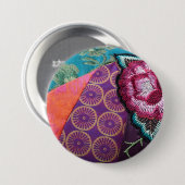 Boheemse zigeuner Roos kleurrijk wandtapijt Ronde Button 7,6 Cm (Voorkant /achterkant)