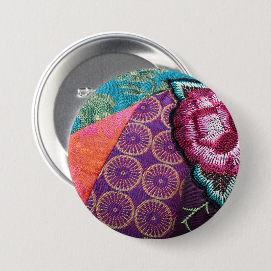 Boheemse zigeuner Roos kleurrijk wandtapijt Ronde Button 7,6 Cm (Voorkant /achterkant)