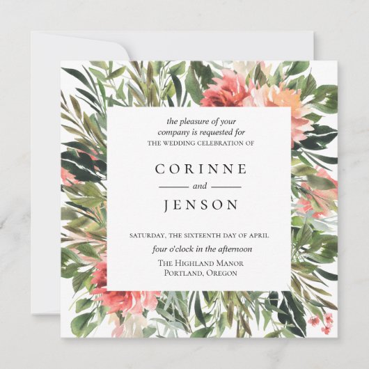 Boheemse zomer bloemenbruiloft uitnodiging (Voorkant)