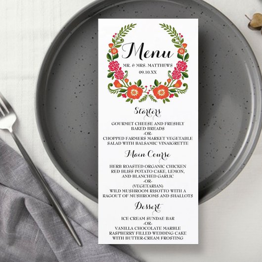 Boheemse zomer bruiloft Collectie menu