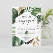 Boheemse zomertropische bladeren verloving kaart (Staand voorkant)