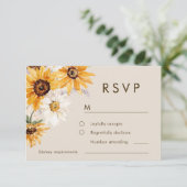 Boheemse Zonnebloem Bruiloft RSVP Kaartje (Staand voorkant)