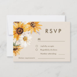 Boheemse Zonnebloem Bruiloft RSVP Kaartje