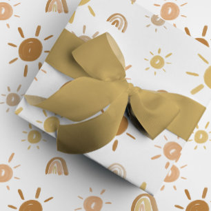 Boheemse zonneschijn en regenbogen in geel cadeaupapier