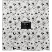 Boheemse zwart-witte bloemen douchegordijn (Voorkant)