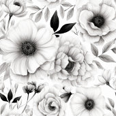 Boheemse zwart-witte bloemen douchegordijn