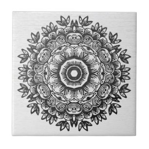 Boheemse Zwarte Mandala Kant Keramische Tegel Tegeltje