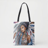 Boheemse zwarte vrouw Waterverf Boho Art Tote Bag (Voorkant)