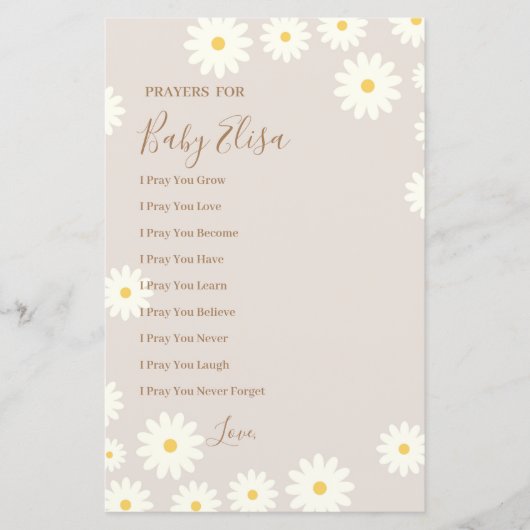 Bohemain Daisy Floral Prayers for Baby (Voorkant)