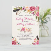 bohemain Floral Baby shower Invitation Kaart (Staand voorkant)