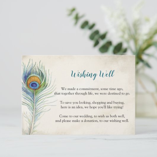 Bohemain Peacock Feather Blauwgroen Wishing Well B Informatiekaartje (Staand voorkant)