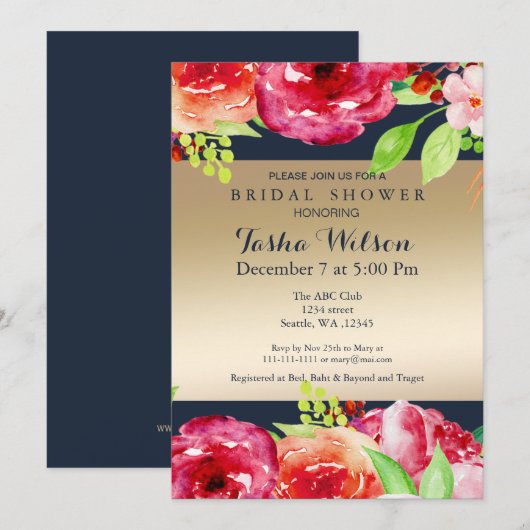 bohemans marinegoud moderne Shower Invite Kaart (Voorkant / Achterkant)