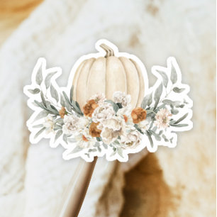 BOHEME Boho Herfst Terracotta Bloemen Witte Pompoe Sticker
