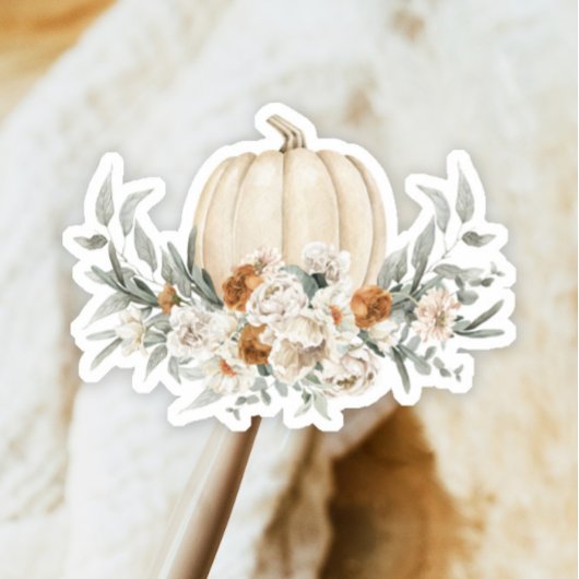 BOHEME Boho Herfst Terracotta Bloemen Witte Pompoe Sticker