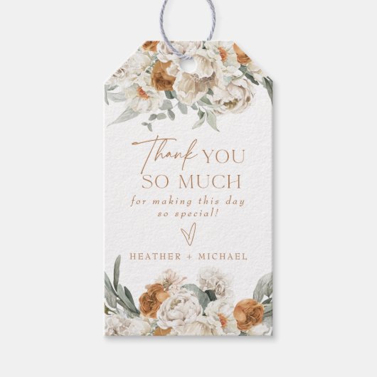 BOHEME Earthy Terracotta Floral Hartelijk dank Cadeaulabel (Voorkant)