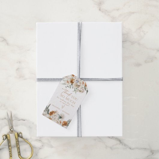 BOHEME Earthy Terracotta Floral Hartelijk dank Cadeaulabel (Met Touw)