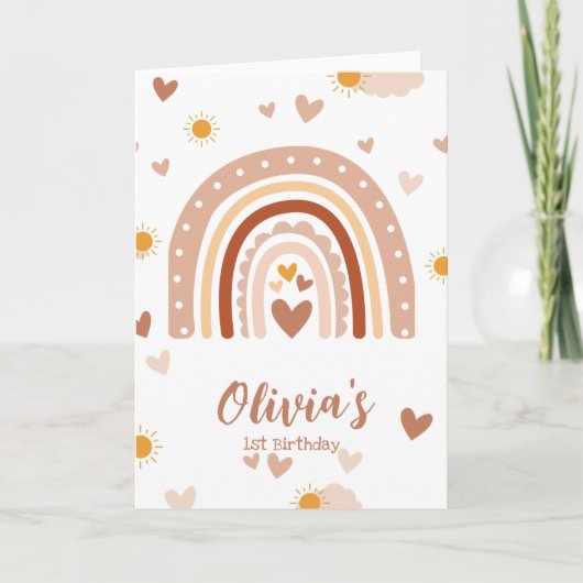 Boheme regenboog - 1 jaar Meisje Kaart (Voorkant)