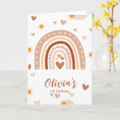 Boheme regenboog - 1 jaar Meisje Kaart (Gele Bloem)