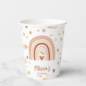 Boheme regenboog - 1 jaar Meisje Papieren Bekers (Voorkant)