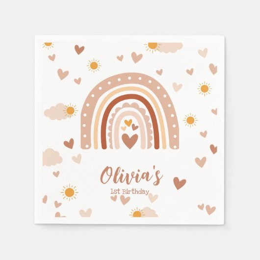 Boheme regenboog - 1 jaar Meisje Servet (Voorkant)