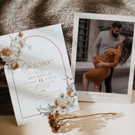 BOHEME Terracotta Floral Boho Arch Baby shower Kaart