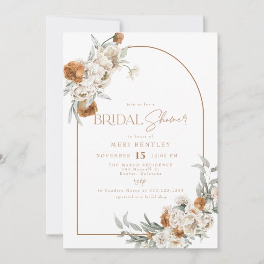 BOHEME Terracotta Floral Boho Arch Vrijgezellenfee Kaart (Voorkant)