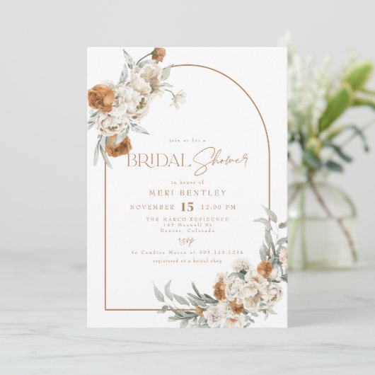 BOHEME Terracotta Floral Boho Arch Vrijgezellenfee Kaart (Staand voorkant)