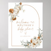 BOHEME Terracotta Floral Boho Baby shower Welkom Poster (Voorkant)