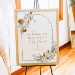 BOHEME Terracotta Floral Boho Baby shower Welkom Poster