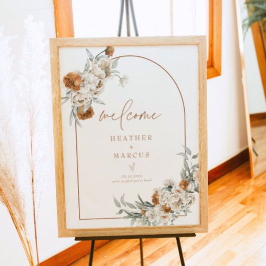 BOHEME Terracotta Floral Boho Baby shower Welkom Poster