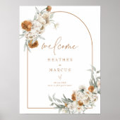 BOHEME Terracotta Floral Boho Baby shower Welkom Poster (Voorkant)