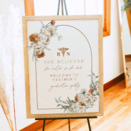 BOHEME Terracotta Floral Boho RN Nurse Afstuderen Poster