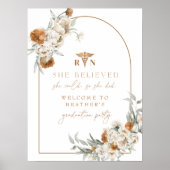 BOHEME Terracotta Floral Boho RN Nurse Afstuderen Poster (Voorkant)