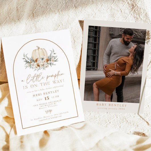 BOHEME Terracotta Floral Pumpkin Baby shower Kaart