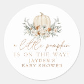 BOHEME Terracotta Floral Pumpkin Baby shower Ronde Sticker (Voorkant)