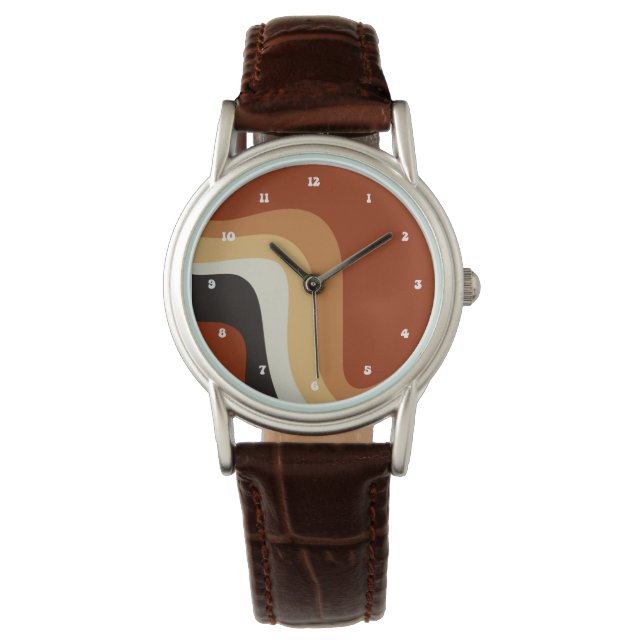  Bohemen Abstract 70 s Groovy Oranje Hippie Horloge (Voorkant)