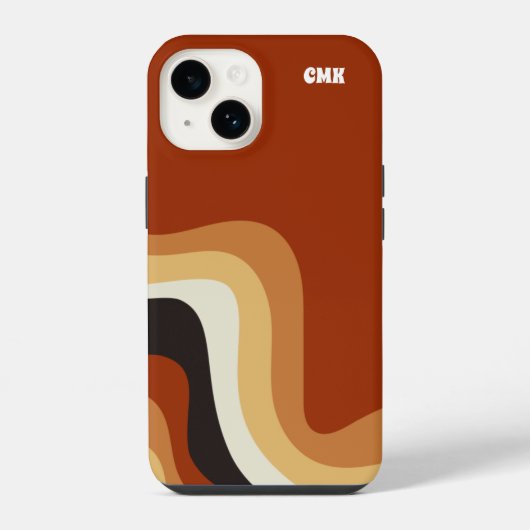 Bohemen Abstracte 70s Art Groovy Monogram iPhone Hoesje (Achterkant)