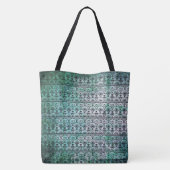Bohemen, Aqua Blue Patterned Canvas tas (Achterkant)