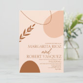Bohemen Arch Shapes Tan Terracotta Wedding Kaart (Staand voorkant)
