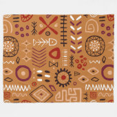 Bohemen Artistisch stammenpatroon Indiaas Bruin Fleece Deken (Voorkant (Horizontaal))