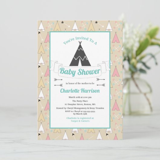 Bohemen Baby shower voor pasteien en pijlen Kaart (Staand voorkant)