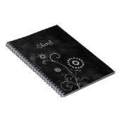 Bohemen Blackboard Cute White Flowers met naam Notitieboek (Rechterzijde)