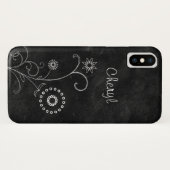 Bohemen Blackboard  witte bloemen met naam Case-Mate iPhone Case (Achterkant (horizontaal))