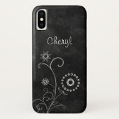Bohemen Blackboard witte bloemen met naam Case-Mate iPhone Case (Achterkant)