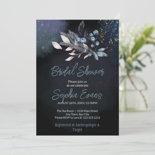 Bohemen blauwe bosbessen en groen blauw Vrijgezell Kaart (Staand voorkant)