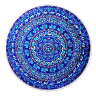 Bohemen blauwe deurknop keramische knop