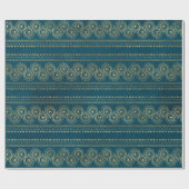 Bohemen Blauwgroen en Gold Foil Peacock Pattern Cadeaupapier (Vlak)