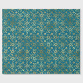 Bohemen Blauwgroen en Gold Foil Peacock Pattern Cadeaupapier (Vlak)