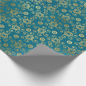 Bohemen Blauwgroen en Gold Foil Peacock Pattern Cadeaupapier (Hoek)