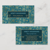 Bohemen Blauwgroen en Gold Foil Peacock Pattern Visitekaartje (Voorkant / Achterkant)